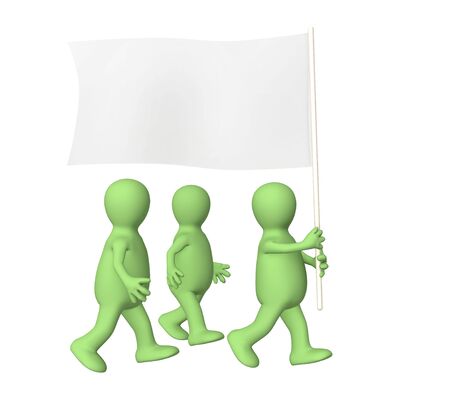 Group of the puppets, going with a flagの写真素材