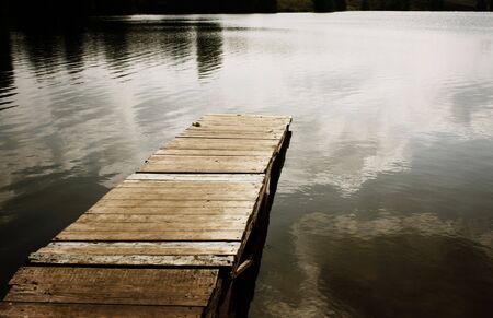 Old wooden mooring - grunge effectの写真素材