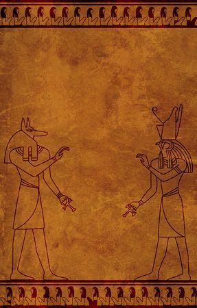 Background with Egyptian gods images - Anubis and Horus