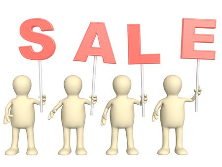 Sale - puppets with information red lettersの写真素材