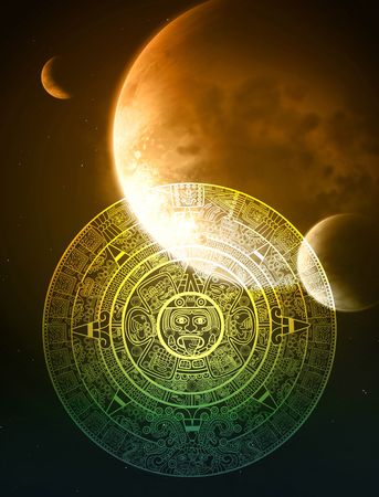 Vertical background with Maya calendarの写真素材