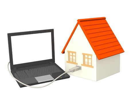Conceptual 3d image - home Internet の写真素材