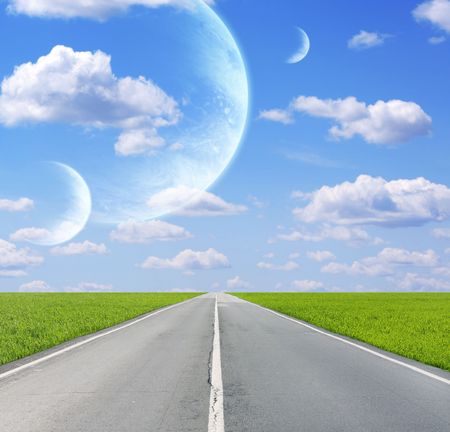 Collage - sky in alien planet