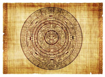 Maya calendar on ancient parchmentの写真素材