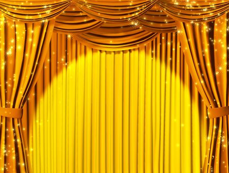 Theatrical curtain of yellow colorの写真素材