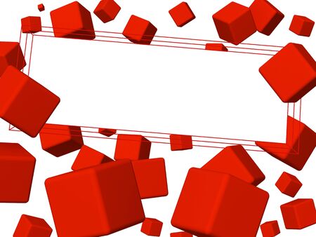 Red boxes - objects isolated over whiteの写真素材