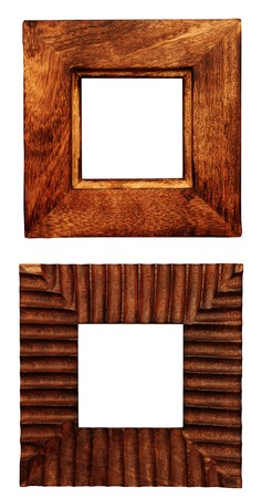 Two wooden frames. Objects isolated over whiteの写真素材