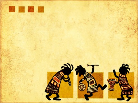 Dancing musicians. African traditional patternsの写真素材