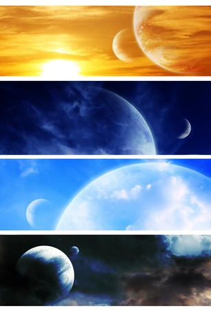 Collection - four horizontal space bannersの写真素材