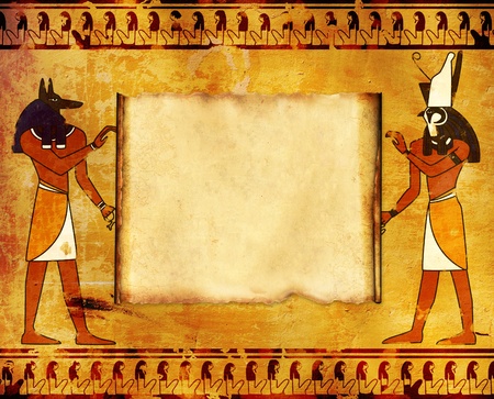Background with Egyptian gods images - Anubis and Horus