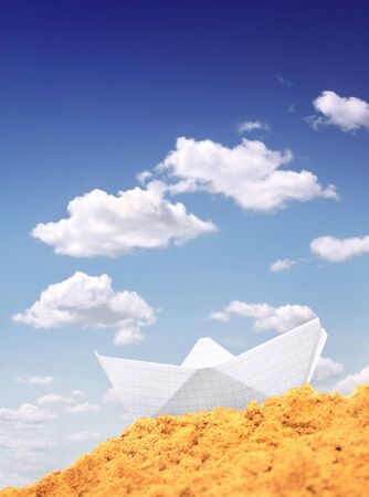 Vacations - toy's ship on outdoor backgroundの写真素材