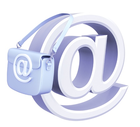 Symbol email and bag. Isolated over whiteの写真素材