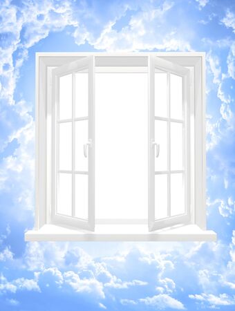 Conceptual image - window in skyの写真素材