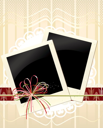 background with lace and old photos のイラスト素材