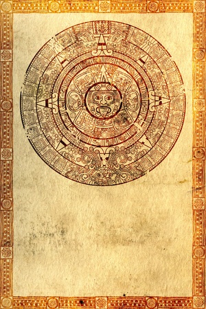 Maya prophecy on ancient parchmentの写真素材