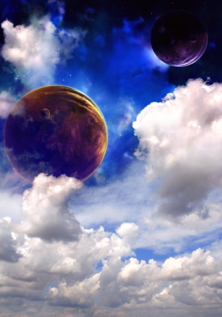 Space sky in alien planetの写真素材