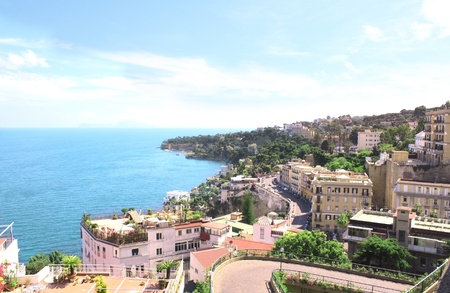 Panorama of Naples and Mediterranean sea, Italyの写真素材