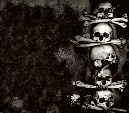Human skulls and bones, Kutna Hora, Czechの写真素材