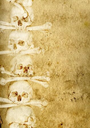 Grunge background with human skulls and bonesの写真素材