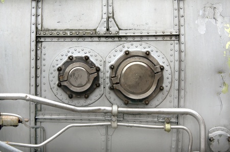 Close-up details of old turbine aircraftの写真素材