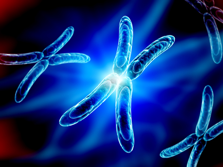 X chromosome on blue backgroundの写真素材