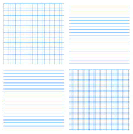 Set of 4 vector of seamless textures of notebook pages. Can be used for education designのイラスト素材