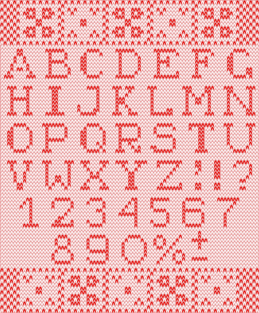 Vector knitting alphabet of pink and white colorのイラスト素材