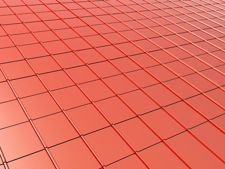 3d metallic roof tiles of red colorの写真素材
