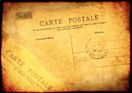 Grunge background with texture of the old, soiled paper and vintage post cardの写真素材
