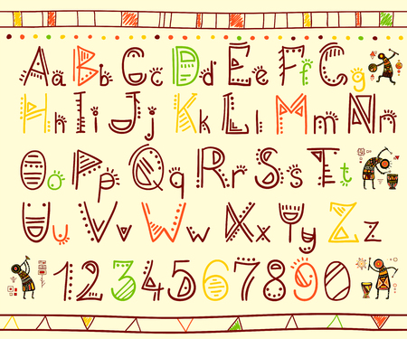 Vector alphabet in african ethnic styleのイラスト素材