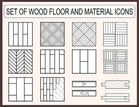 Collection of wood floor and material icons for construction designのイラスト素材