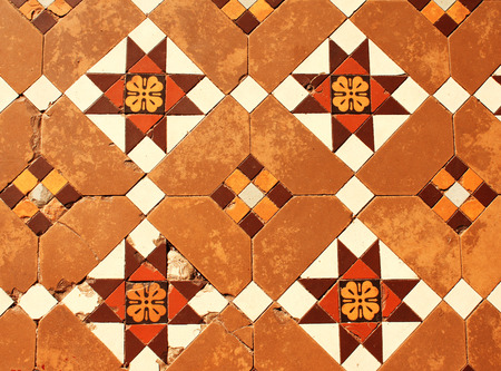 Old tiled floor in Shwedagon Zedi Daw (Great Dagon Pagoda, Golden Pagoda), Yangon, Myanmarの写真素材