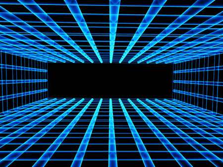Abstract background with tunnel from lattice of blue color. 3d render