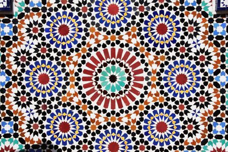 Detail of traditional moroccan mosaic wall, Morocco, Africaの写真素材