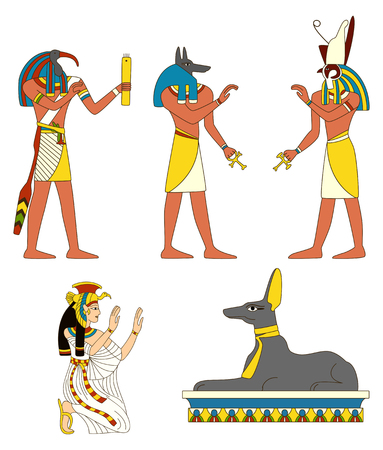 Collection of ancient Egyptian gods images illustration.のイラスト素材