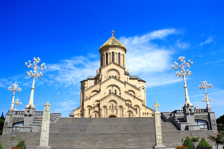 Georgian Orthodox Church the Holy Trinity Cathedral (Tsminda Sameba Church) in Tbilisi, Georgia