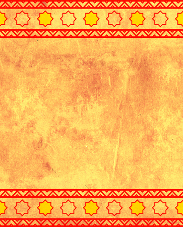Grunge background with ethnicity ornaments and texture of old paper. Mock up template. Copy space for textの写真素材