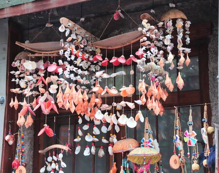 Traditional turkish souvenirs - wind bell with seashell, Turkey