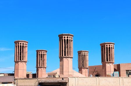 Five-wind tower water reservoir in Amir Chaghmagh complex, Yazd, Iranの写真素材