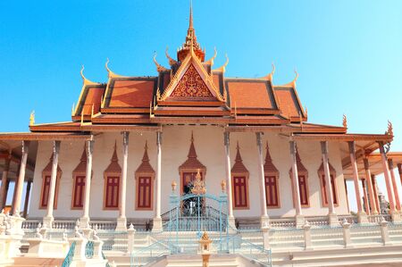 Silver Pagoda or Temple of Emerald Buddha (Temple of Crystal Buddha) at Royal Palace, Phnom Penh,...