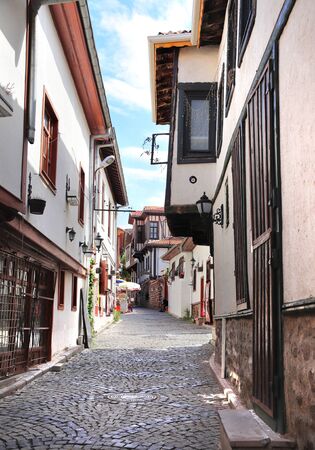 Medieval houses in old town Kaleici in Ankara, Turkey