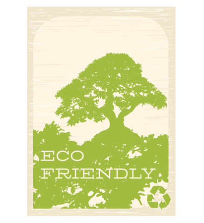 Vector vertical Eco Poster with arrows recycle symbol and tree silhouette on paper texture. Sustainable development of strategy approach to zero waste, responsible consumption. Eco-friendly conceptのイラスト素材