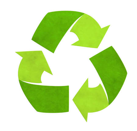 Arrows recycle symbol from paper. Sustainable development of strategy approach to zero waste, responsible consumption, pollution. Reuse and renewable resources. Eco-friendly concept. Isolated on whiteの写真素材