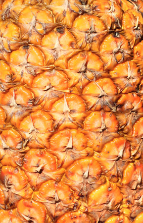 Close up of pineapple skin texture. Peel of ripe Pineapple (Ananas comosus) of orange colorの写真素材