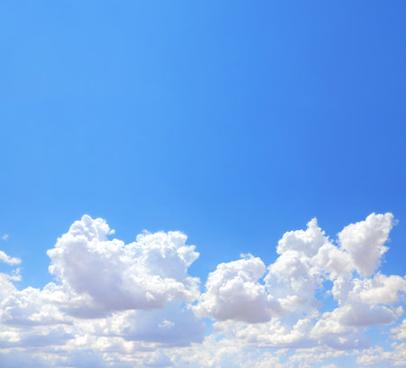 White clouds in the blue sky. Copy space for textの写真素材