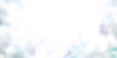 Blurred background of  light blue color. Horizontal or vertical banner with bokeh abstract light. Copy space for textの写真素材