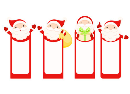 Set of vector Christmas gift tag, card, badge, sticker with Santa Claus. Element for xmas scrapbooking, template card, greeting, decoration, congratulation, invitation. Vector illustration EPS8のイラスト素材