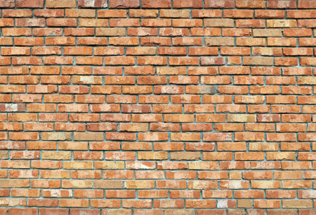 Full horizontal texture of old brick wall. Vintage wash brick wallの写真素材