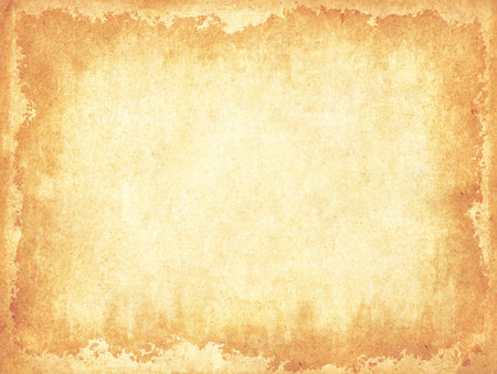 Background with grunge texture of the old soiled paper. Horizontal banner with paper texture of yellow colorの写真素材