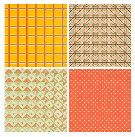 Set of seamless pattern with paper texture and vintage geometric pattern in shabby chic style. Retro collection. Endless texture can be used for pattern fills, web page background, surface textureの写真素材
